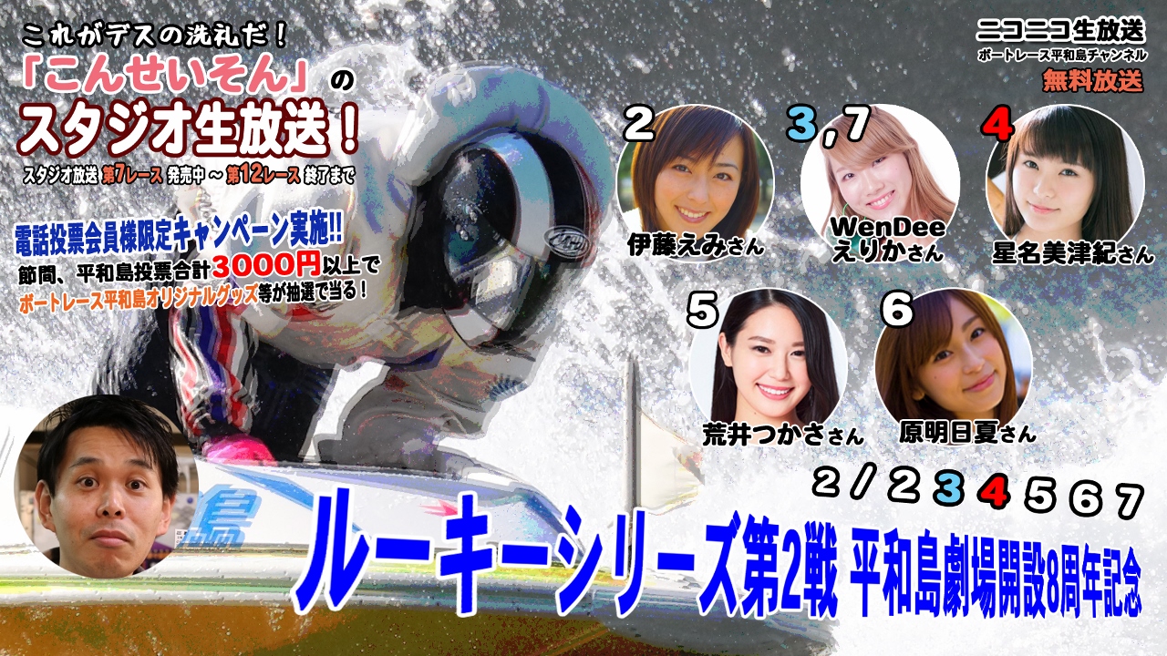 ニコ生 こんせいそんのスタジオ生放送 ルーキーシリーズ第2戦 平和島劇場開設8周年記念 ボートレース平和島 ピースターブログ